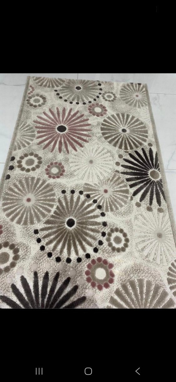 Kahverengi Çiçek Desenli Modern Halı - Görsel 3