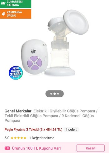 Genel Markalar 9 Kademeli Elektrikli Göğüs Pompası