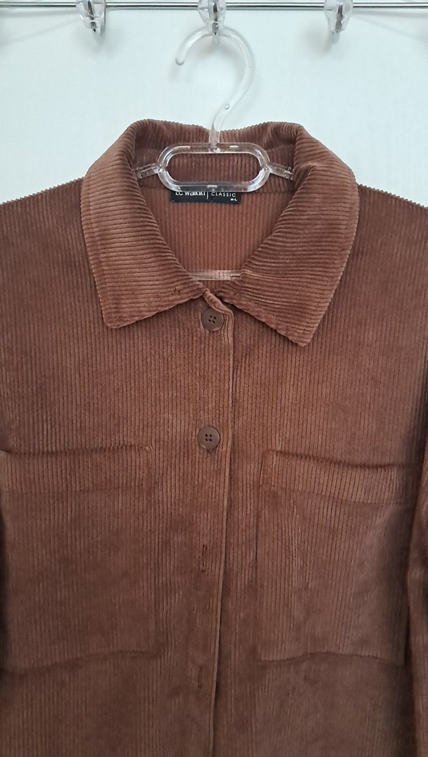 Düğmeli Kahverengi Süet Midi Gömlek - Görsel 2