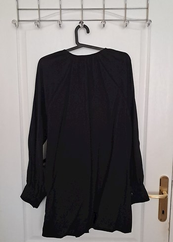 Siyah Keten Gömlek, Uzun Kollu, Düğmeli - Görsel 4