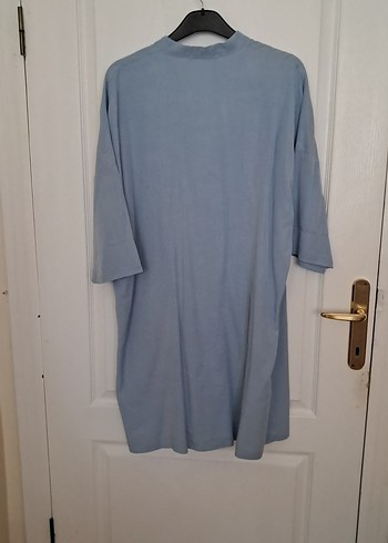 Düğmeli Mavi Tensel Kadın Gömlek - Görsel 5