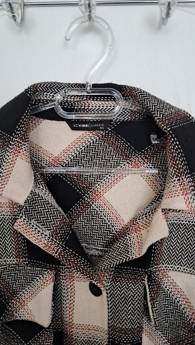 Düğmeli Ekose Desenli Kadın Gömlek - Görsel 2