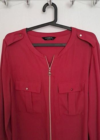 Fuşya Fermuarlı Rahat Kesim Kadın Tunik gömlek - Görsel 2