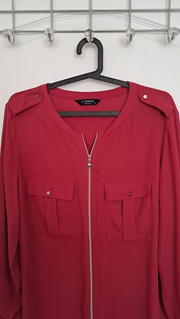 Fuşya Fermuarlı Rahat Kesim Kadın Tunik gömlek - Görsel 2