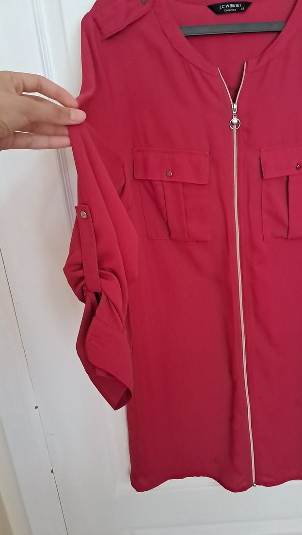 Fuşya Fermuarlı Rahat Kesim Kadın Tunik gömlek - Görsel 3