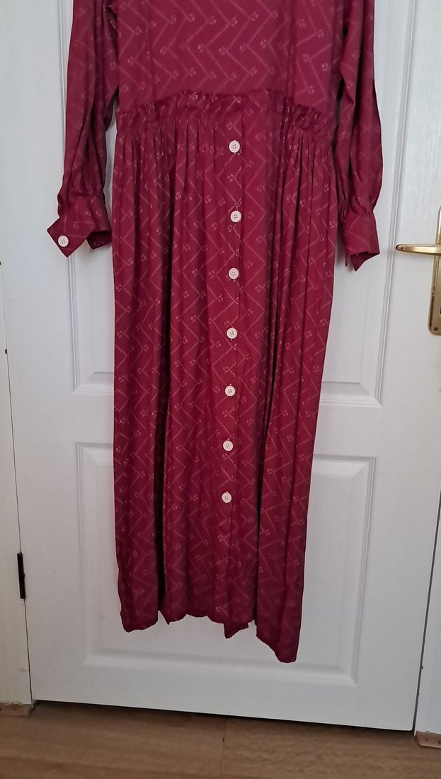 Fuşya Uzun Kollu Bohem Düğmeli Elbise lamelif - Görsel 3