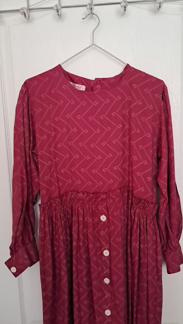 Fuşya Uzun Kollu Bohem Düğmeli Elbise lamelif - Görsel 2