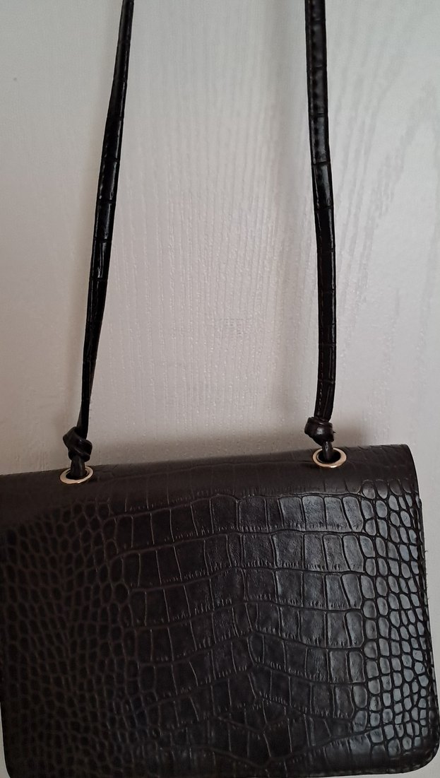 Kahverengi Deri Yılan Desenli Kadın Çanta - Görsel 5