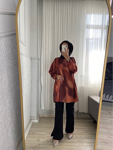 Desenli saten tunik