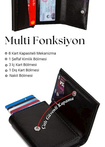 Beden siyah Renk Mekanizmalı Cüzdan