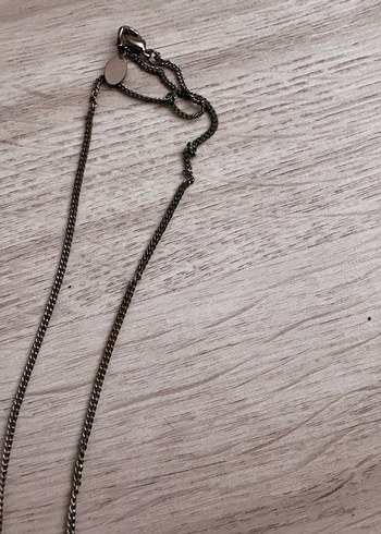 Uzun Zincir Detaylı Altın Renkli Kadın Kolye - Görsel 2