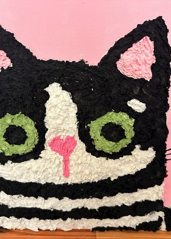 Pembe Kalp Balonlu Kedi boyutlu tablo - Görsel 2