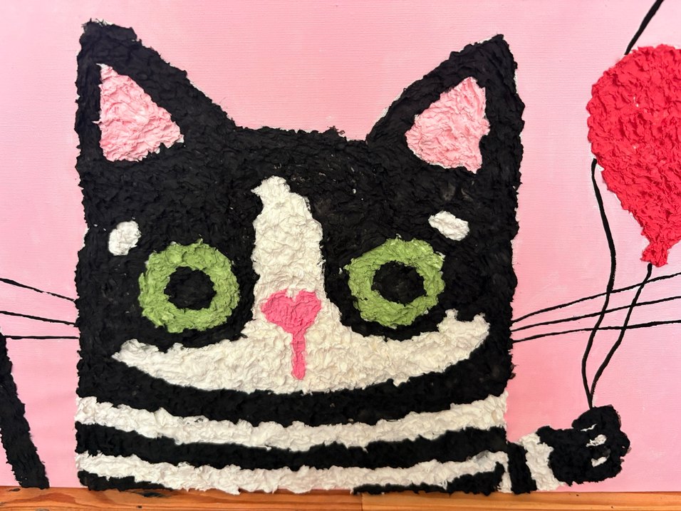 Pembe Kalp Balonlu Kedi boyutlu tablo - Görsel 2