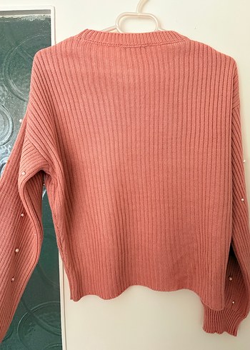 İnci Detaylı Pudra renk Triko Kazak - Görsel 2