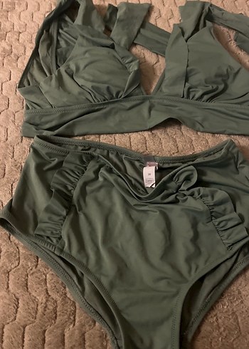 Kadın Haki Fırfırlı Strappy Bikini - Görsel 3