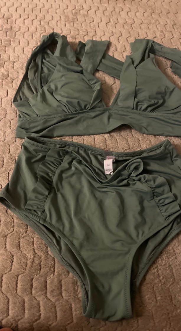 Kadın Haki Fırfırlı Strappy Bikini - Görsel 3