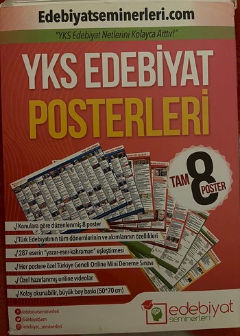 YKS Edebiyat Posterleri - 8 Parça Set