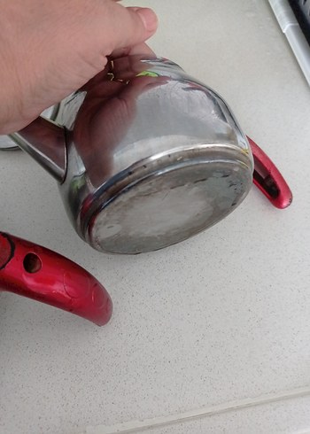 Kırmızı Saplı Gri Çelik Çaydanlık - Görsel 6