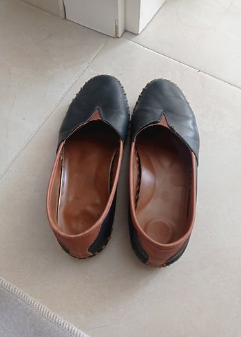 Siyah Deri Kadın Babet Ayakkabı - Görsel 5