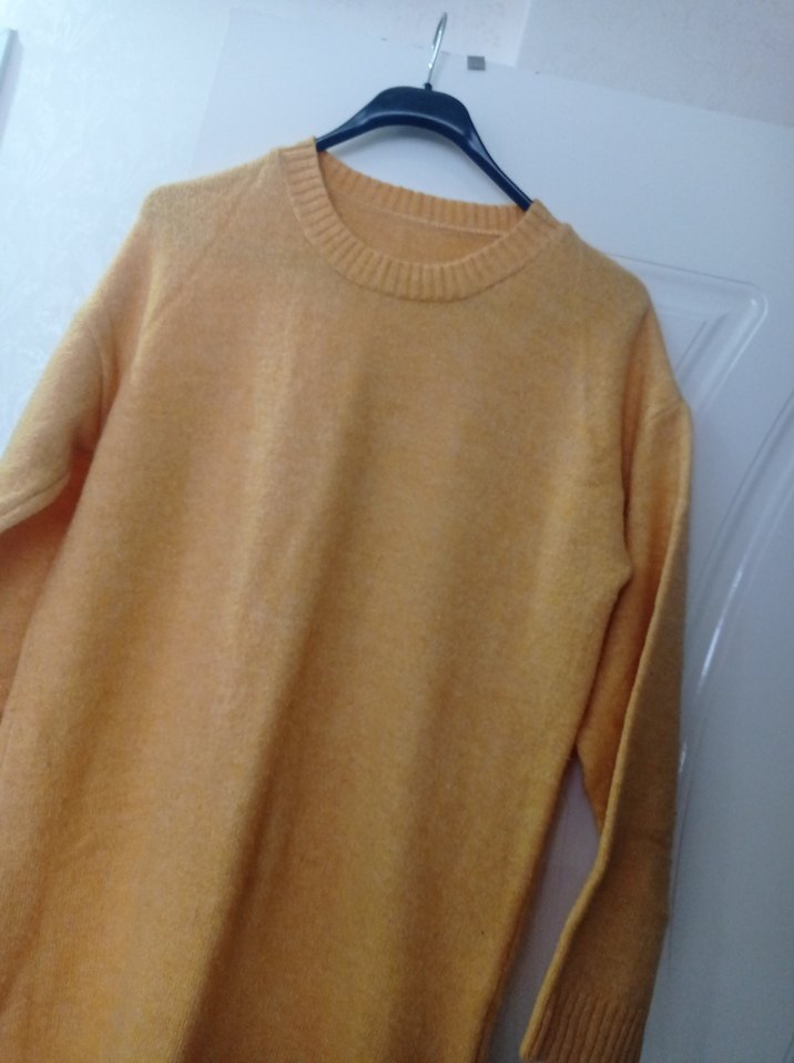 Sarı Kadın Örme Yün Triko - Görsel 2