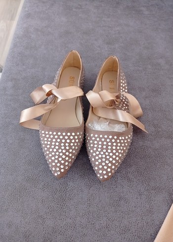 Bej Payetli Bağcıklı Babet - Görsel 6