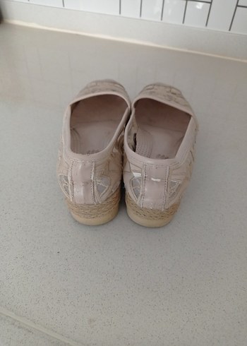 Bej Nakışlı Bohem Dolgu Topuk Kadın Babet - Görsel 5