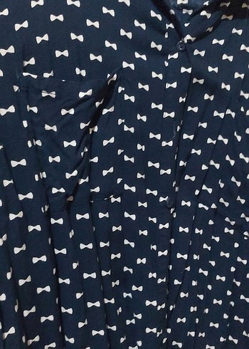 Düğmeli Lacivert Uzun Kollu Midi Kadın Gömlek - Görsel 2