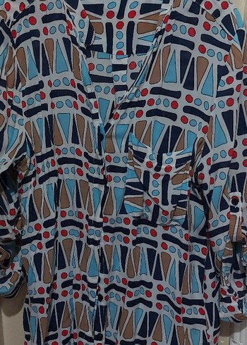 Desenli Bohem V Yaka Hamile Tunik - Görsel 2