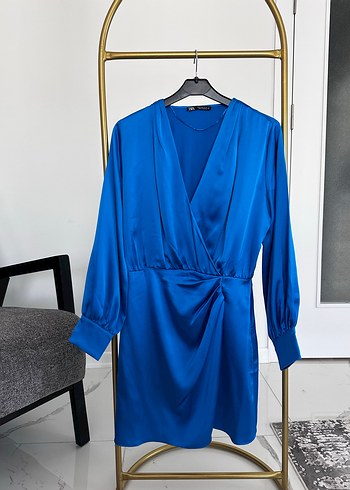 Zara Parlak Mavi Midi Kadın Elbise - Görsel 4