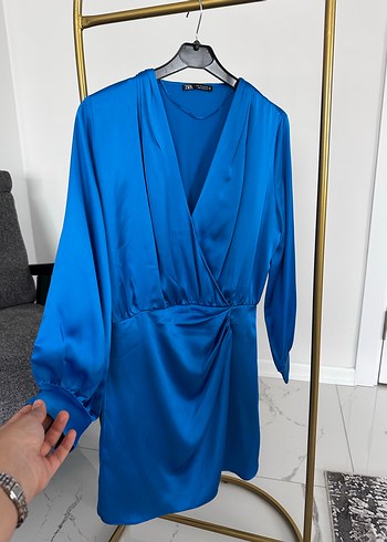 Zara Parlak Mavi Midi Kadın Elbise - Görsel 3