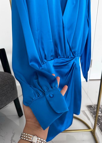 Zara Parlak Mavi Midi Kadın Elbise - Görsel 7