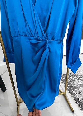 Zara Parlak Mavi Midi Kadın Elbise - Görsel 6