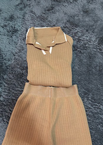 Bej V Yakalı Triko Kadın ikili takım - Görsel 2