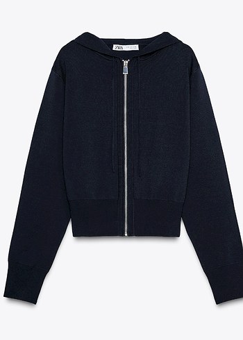 Zara Zara düz triko kapüşonlu ceket
