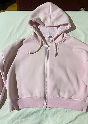 Addax Addax Pembe Kapüşonlu Fermuarlı Sweatshirt