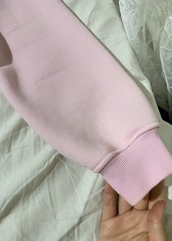 l Beden pembe Renk Addax Pembe Kapüşonlu Fermuarlı Sweatshirt