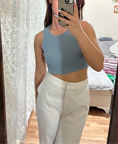 Bebek mavisi crop top