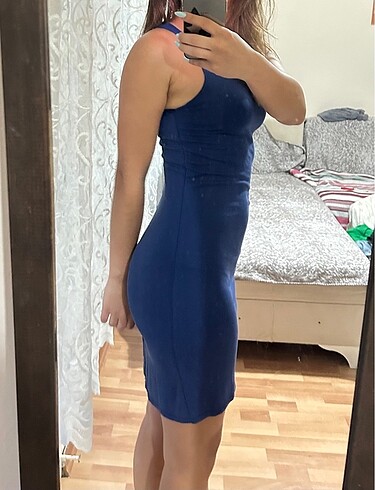 xs Beden Saks mavisi dar elbise
