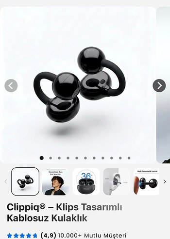 Clippiq Klips Tasarımlı Kablosuz Kulaklık Siyah - Görsel 2