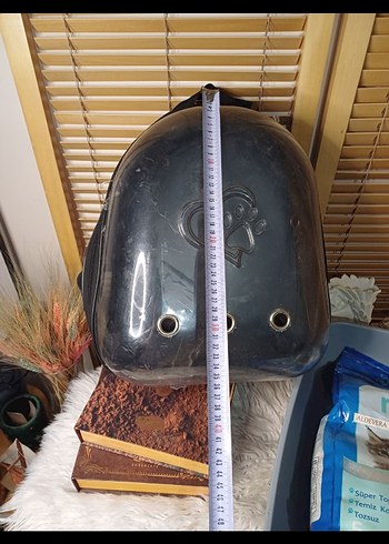 Gri Kedi Taşıma Çantası ve Kedi Kumu Kabı - Görsel 3