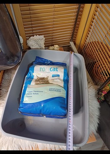 Gri Kedi Taşıma Çantası ve Kedi Kumu Kabı - Görsel 4