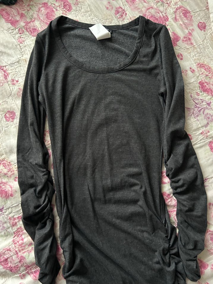 Gri Uzun Kollu Drapeli Hamile Elbisesi - Görsel 2