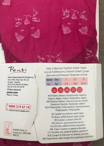 9 Yaş Beden pembe Renk Çorap & Çamaşır