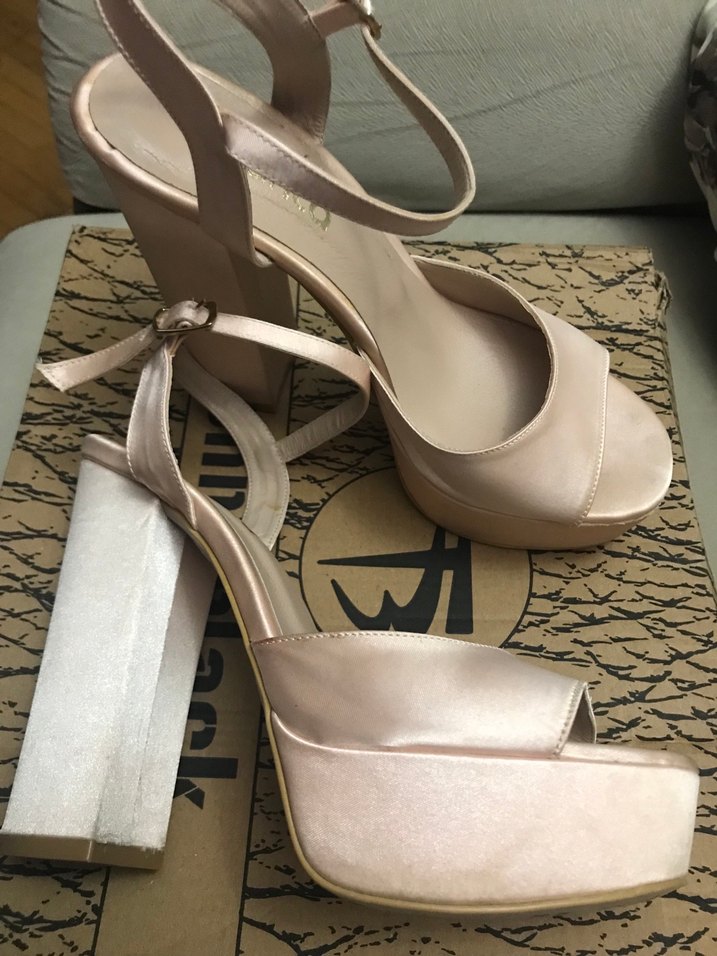 Pudra Renkli Kadın Topuklu Abiye Ayakkabı - Görsel 2