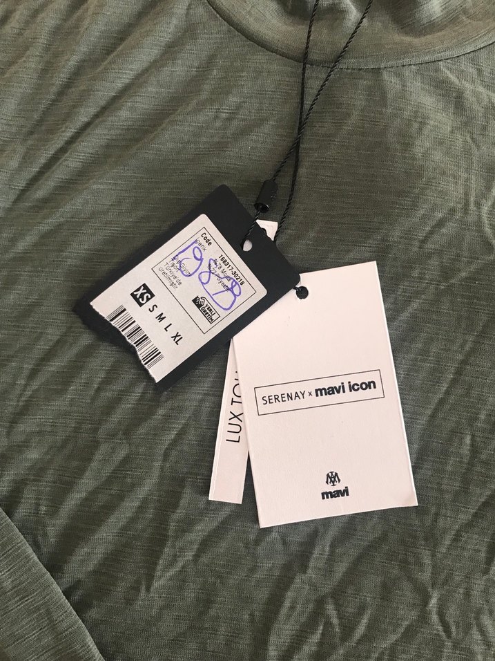 Haki renk uzun kollu tişört - Görsel 2