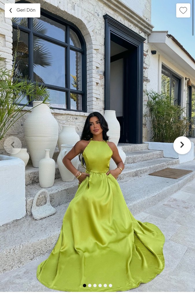 Kadın Şık Uzun Saten Elbise - Görsel 3