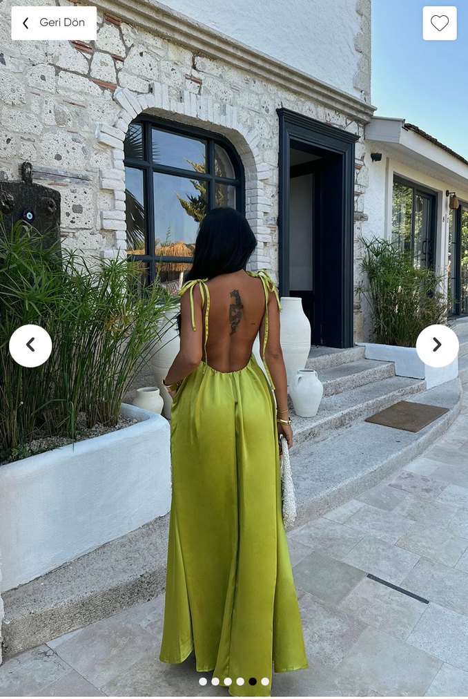 Kadın Şık Uzun Saten Elbise - Görsel 2