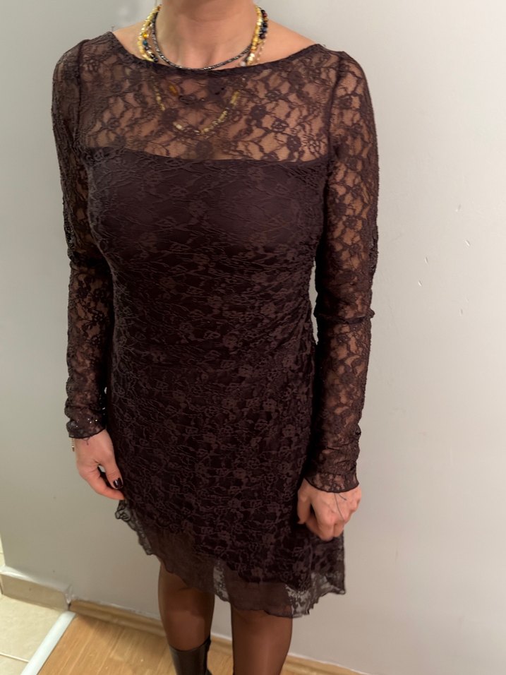 Kahverengi Elbise - Görsel 4