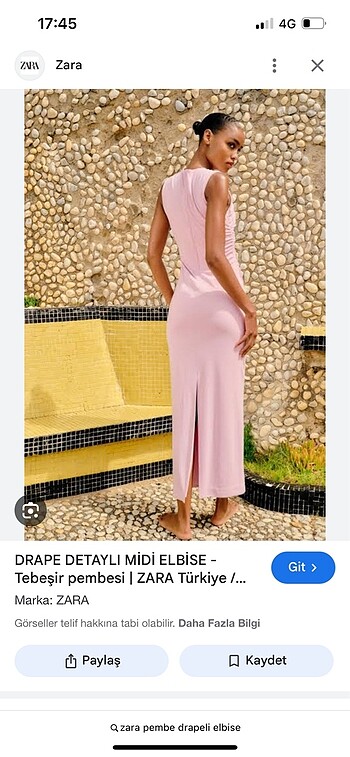 Zara zara pembe drapeli elbise