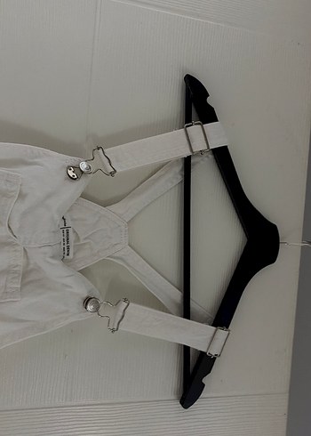 Kadın Beyaz Keten Midi Salopet - Görsel 4